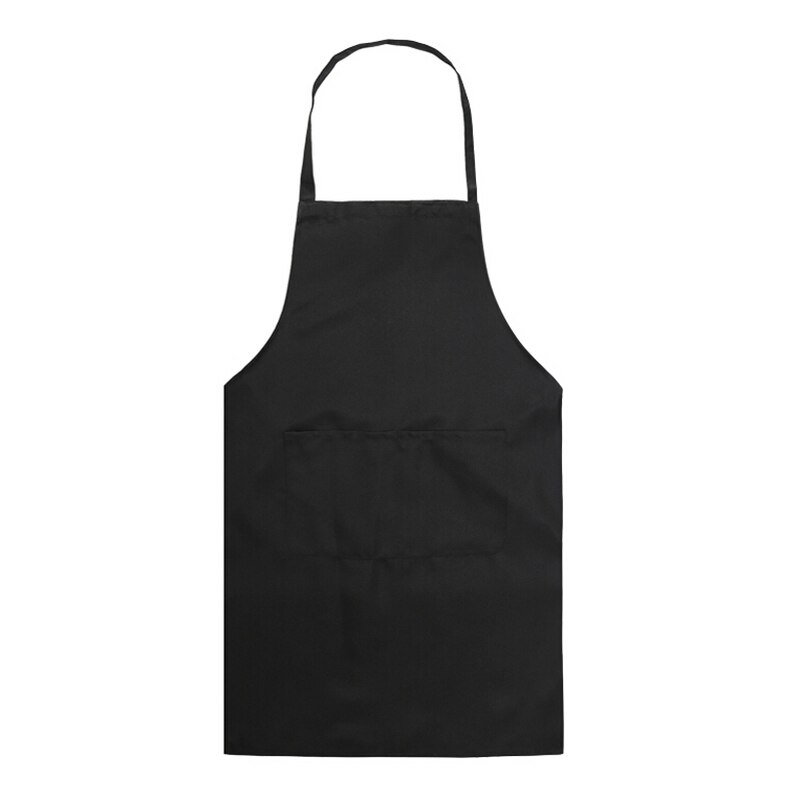 Vrouwen Mannen Pure Kleur Chef Kok Keukenschort Restaurant Cafe Ober BBQ Kapper Hang Hals Schorten: Black