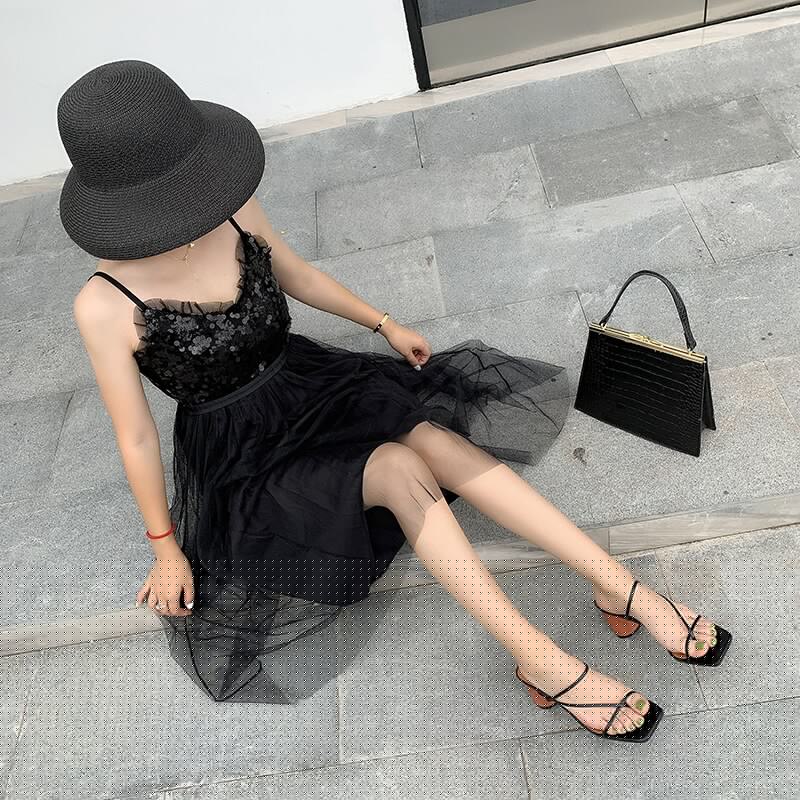 holz Ferse Slipper frauen Sandalen Jahrgang Karree Schmale Band hoch Hacke Sandalen Frauen Sommer Schuhe Frauen I074