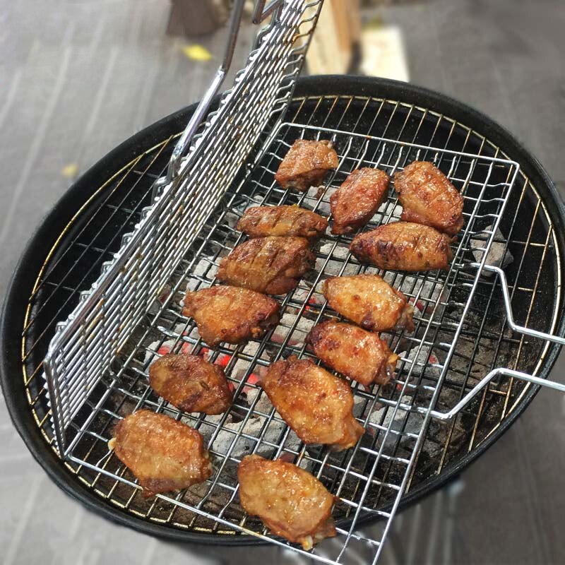 Bærbart rustfrit stål non-stick grillkurv bbq grillværktøj grill mesh bbq net til vegetabilsk bøf kød picnic