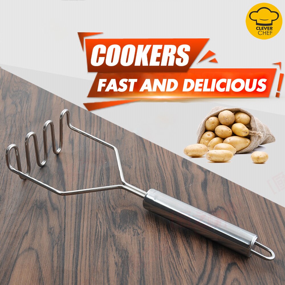 Kitchen Potato Press Stainless Steel Potato Masher Wave Shape Kitchen Round tube handle potato line pressure