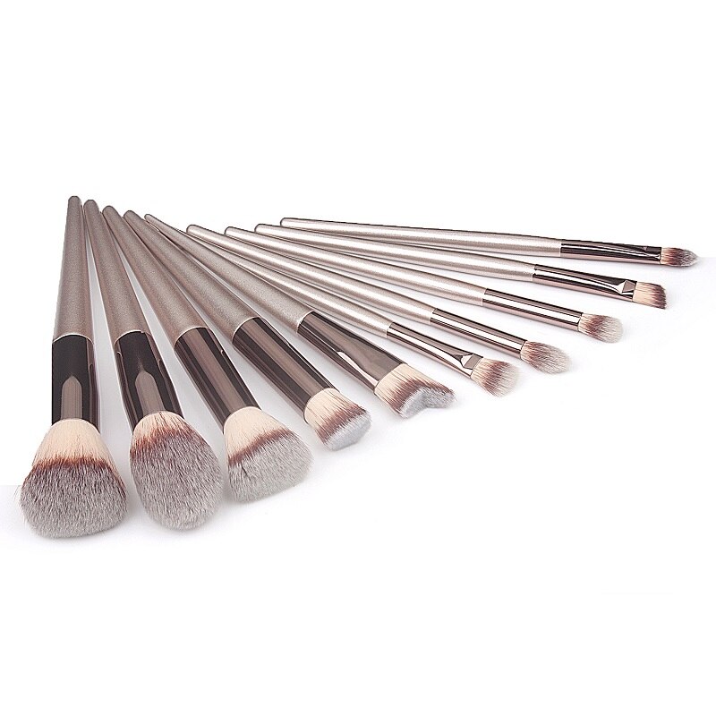 Luxe champagne make-up kwastenset voor foundation, poeder, blush, concealer, oogschaduw, lippen, oogmake-up kwast, schoonheid, cosmetica, gereedschap