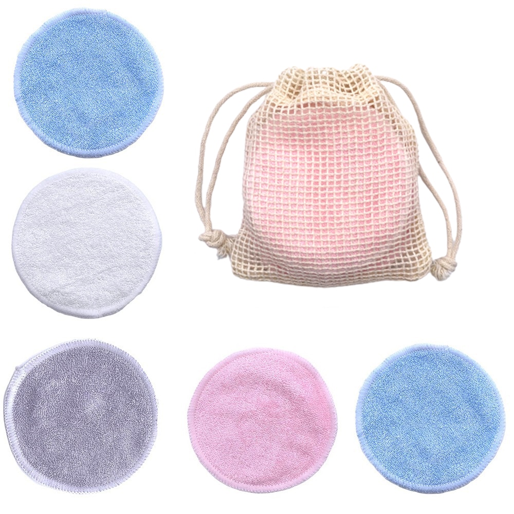 10Pcs Makeup Remover Pads Reusable Bamboo Fiber Washable Rounds Cotton Pads Make-up Cleansing Facial Pad Skin Cleaning Puff