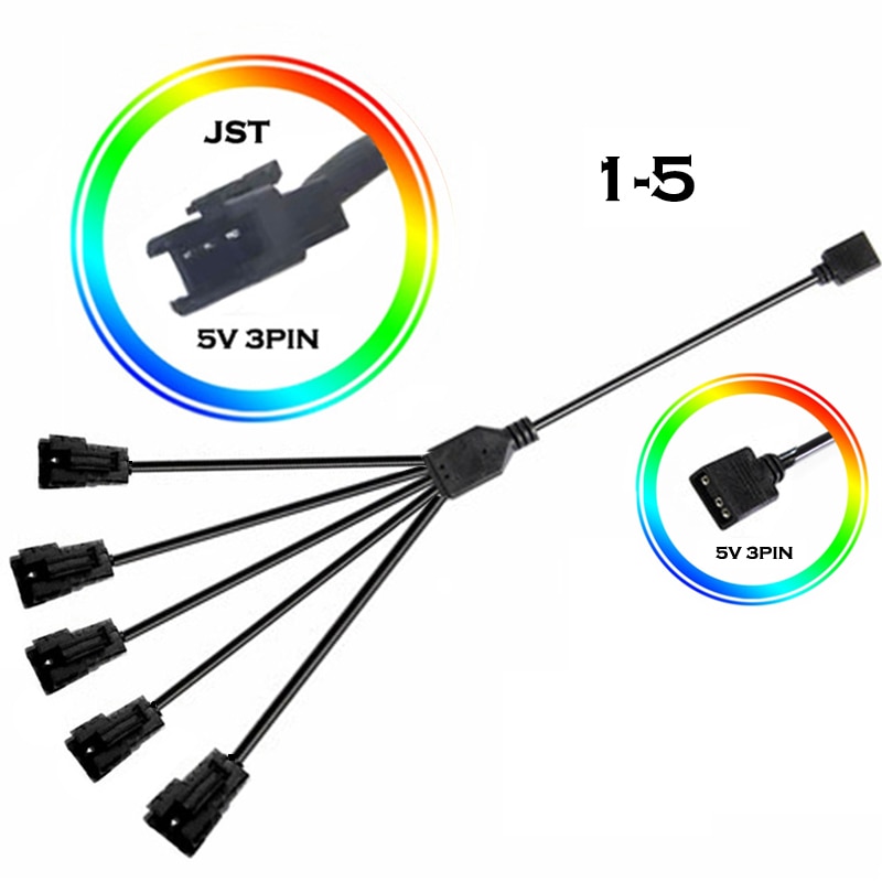 M/B RGB AURA SYNC JST SM Adapter Cable, Transfer To 12V 4Pin RGB and 5V 3Pin ARGB, JST-3P SM3P SM4P EL Wire Cord,Male/Female
