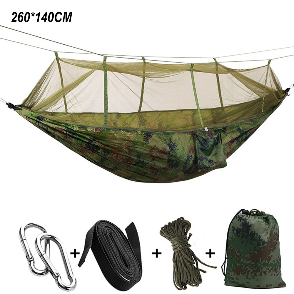 Camping Tent Hammock with Mosquito Net High Strength Fabric Hanging Bed Outdoor Hunting Sleeping Swing 1-2 Person Hammock: camouflage Hammock