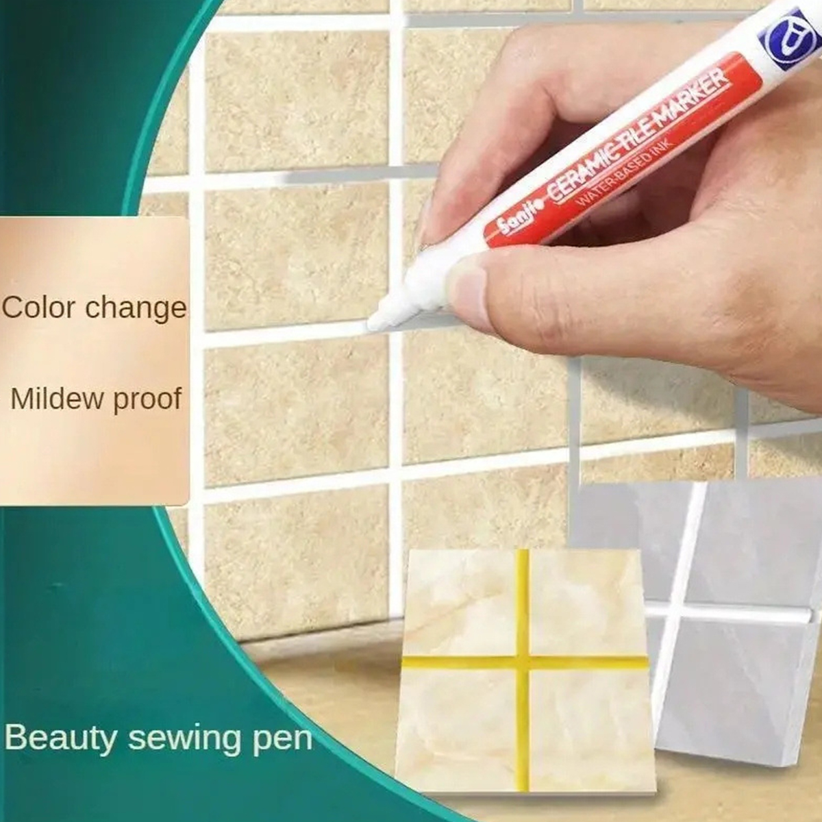 12Pcs White Grout Tile Pen Grout Restorer Pen Renew Repair Marker for Tile Wall Floor
