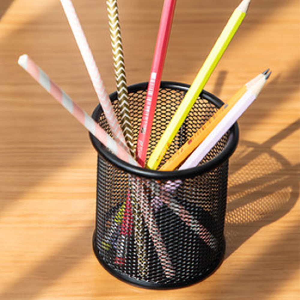 Deli Metal Pen Pencil Holder Box Home Office Cup Accessories Desk Organizer Sturdy Supplies Stationery Storage Containers