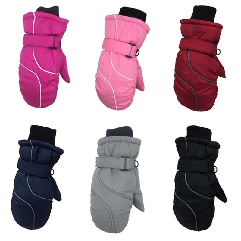1 Pair Children's Ski Mittens Girls Boys Snow Warm Winter Gloves Outdoor Waterproof Windproof Thicken for Snowboard Gloves