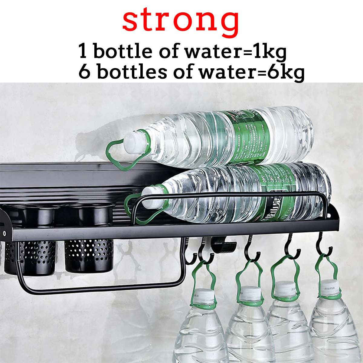 Wall-Mount Spice Racks Aluminum Kitchen Organizer Storage Shelves Utensil Spoon Hanger Hook Kitchen Gadgets Accessories Supplies