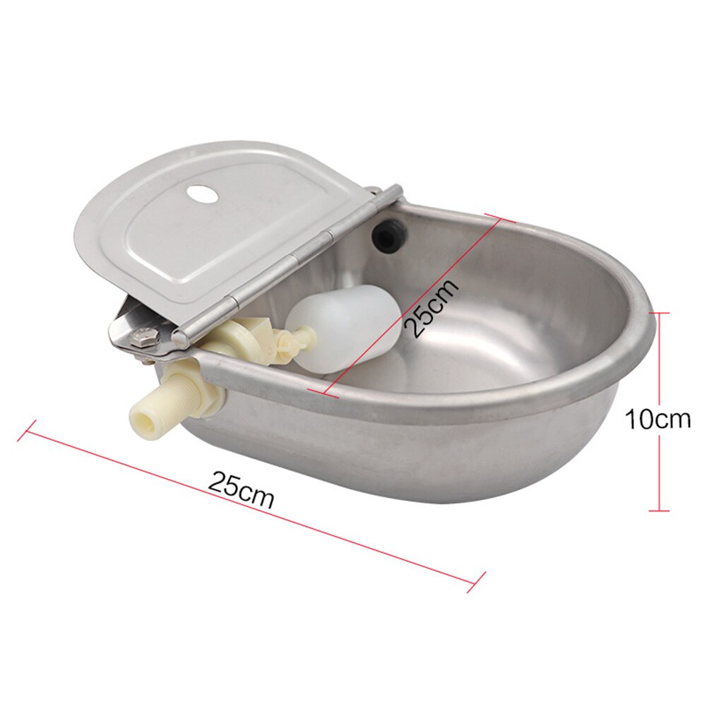Stainless Steel With Drain Hole Drink Automatic Float Farming Trough Horse Cow Water Bowl Supplies Sheep Dog Pet Goat Cattle: Default Title