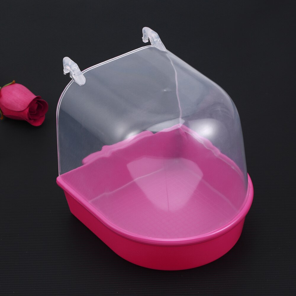 Caged Bird Bath Multi Cage Bird Bath Covered for Small Brids Canary Budgies Parrot (White)