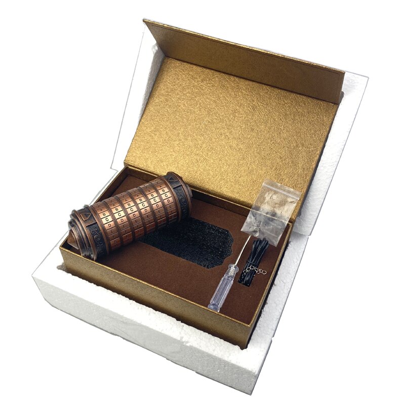 Leonardo da vinci código brinquedos metal cryptex fechaduras presentes de casamento dia dos namorados presente letra senha escapar câmara adereços: Metal in a set3