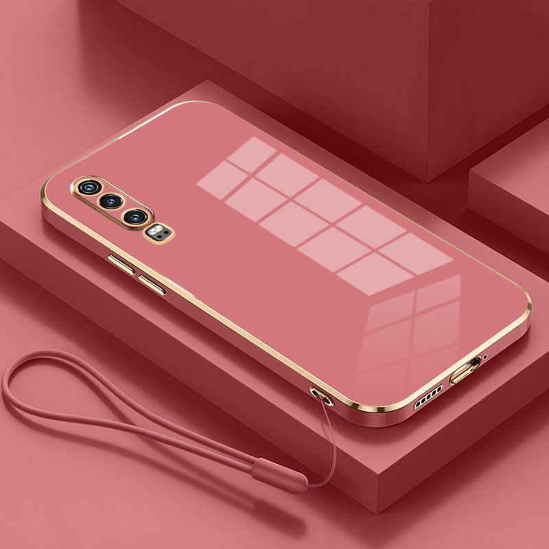 For Huawei P30 Case Luxury Square Plating ELE-L29, ELE-L09, ELE-L04 Phone Case ShockProof Silicone Back Cover Fundas: Red