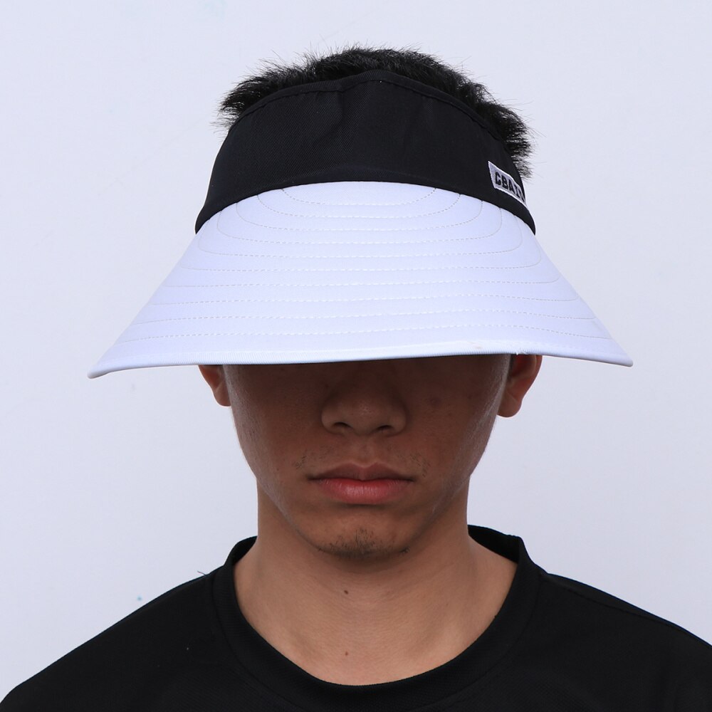 Sports Tennis Cap Summer Outdoor Cap Folding Hat All-matching Cap for Men (White Hat and Black Top)