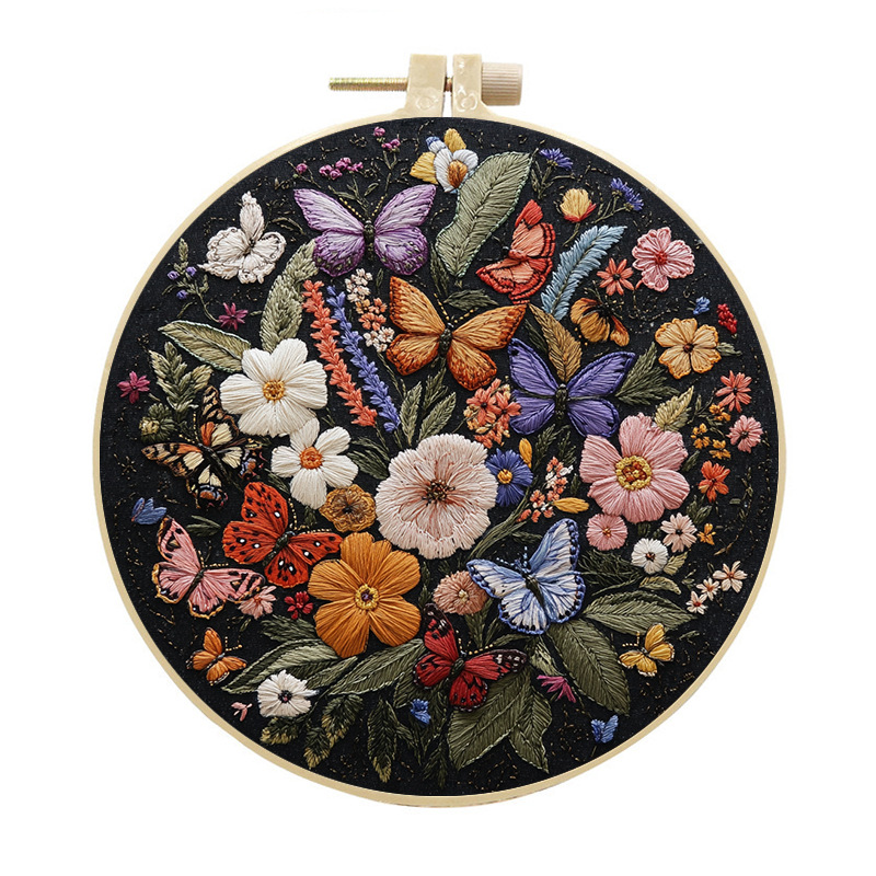 Kirjonnan aloituspakkaus kaavoineen ja ohjeineen tee-se-itse-aikuisille aloittelijoille ristipisto kaavoineen perhosneula-askartelu: 20*20cm / Punainen
