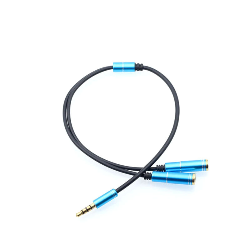 Nuovo! Cavo sdoppiatore per cuffie Cavo prolunga sdoppiatore Jack Audio da 3,5 mm Cavo adattatore AUX da 3,5 mm maschio a 2 porte 3,5 mm femmina: Blu
