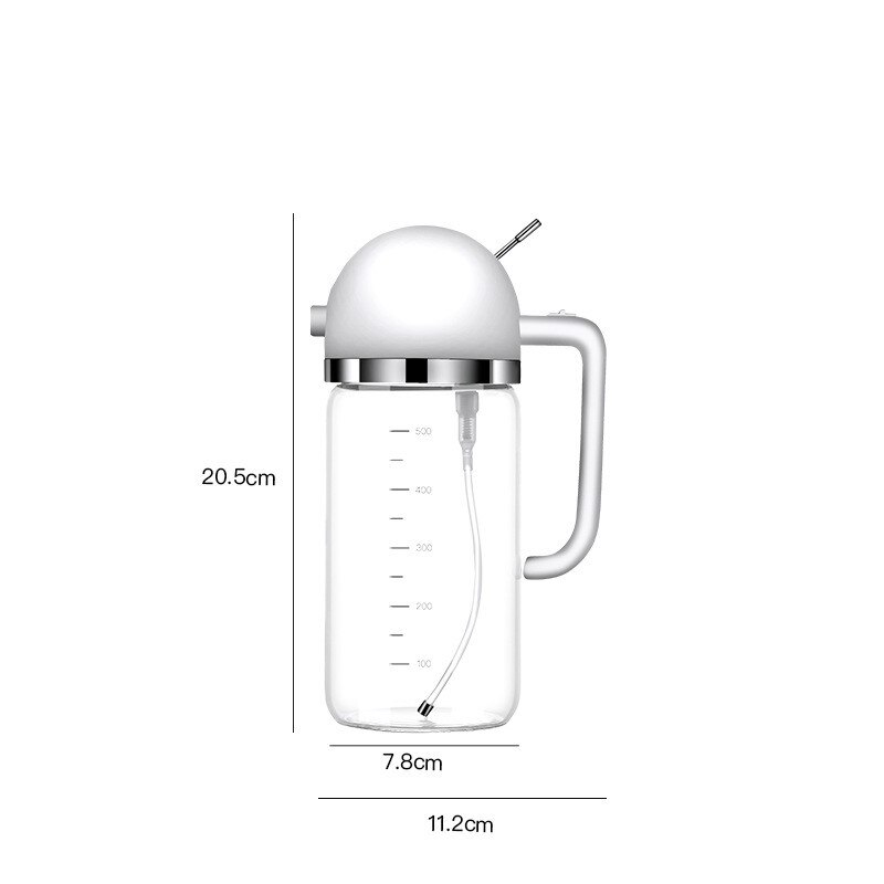 Dual-Purpose Olive Oil Spray Pouring Bottle BBQ Kitchen Glass Dispenser Bottle: White