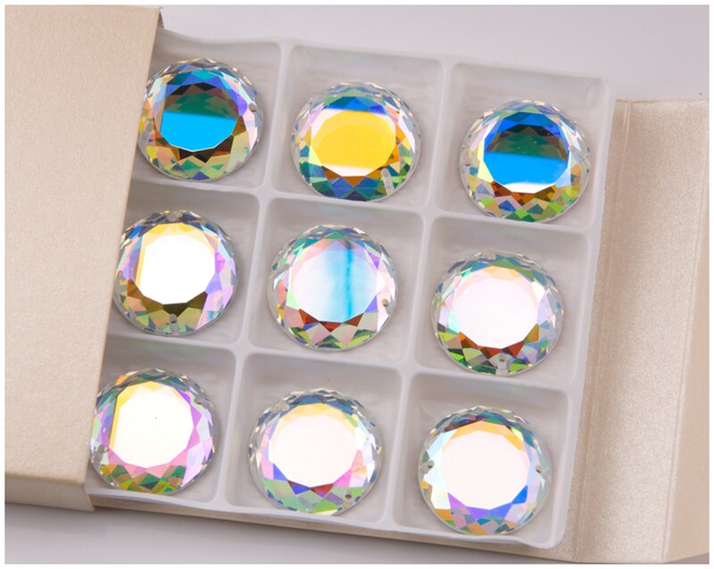 YANRUO 2010TH Ronde 12-20mm AB Strass Platte Achterkant Naaien Op Stenen Kristal Glas Strass Voor Trouwjurken