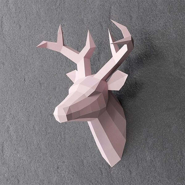 Papel 3D DIY de 60x45x32cm, cabeza de antílope Vintage, decoración abstracta para el hogar, decoración de pared de habitación, soporte para almacenamiento de estatuas de cabeza de ciervo: 3