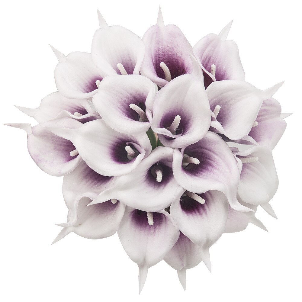 Calla lilje ægte berøring kunstig blomst til bruden bryllup buket indretning: Lilla og hvide