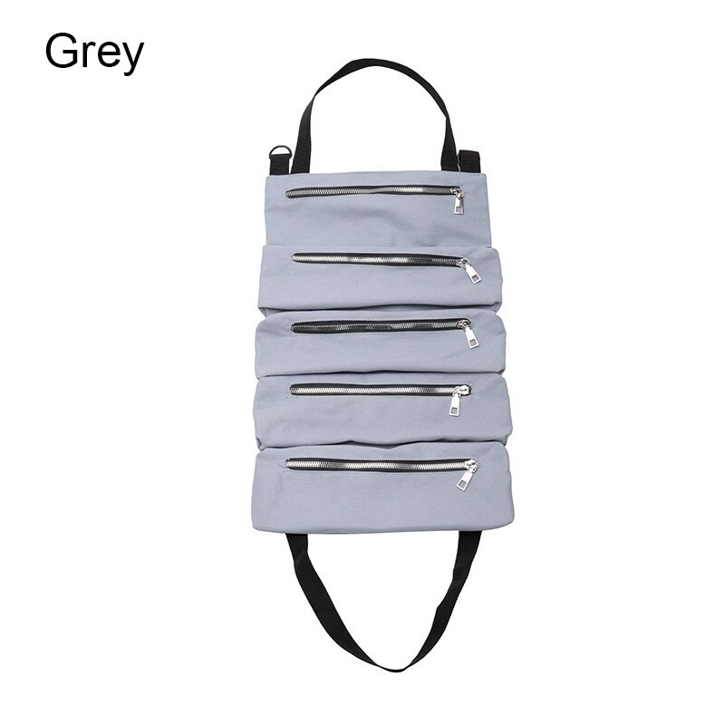 Tool Bag Multi-Purpose Tool Roll Bag Wrench Roll Pouch Hanging Tool Zipper Carrier Tote Working Tool Bags: Grey 48x30cm
