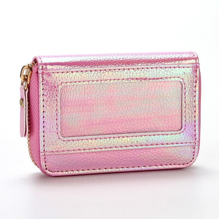 Novelty Rainbow Rfid Protection Mini Wallet Women For Credit Cards Business Card Holders Brand Ladies Card Case: Pink