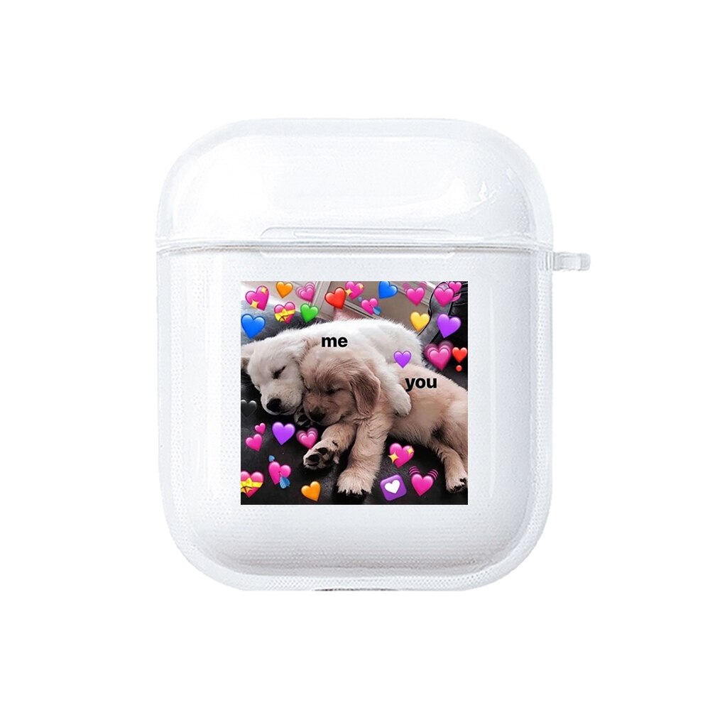 Silicone MEMES case for Apple Airpods 1 2 Case Transparent Soft Cover for Air Pod Dogs meme Case protective Airpods Cover Fundas: PS101017