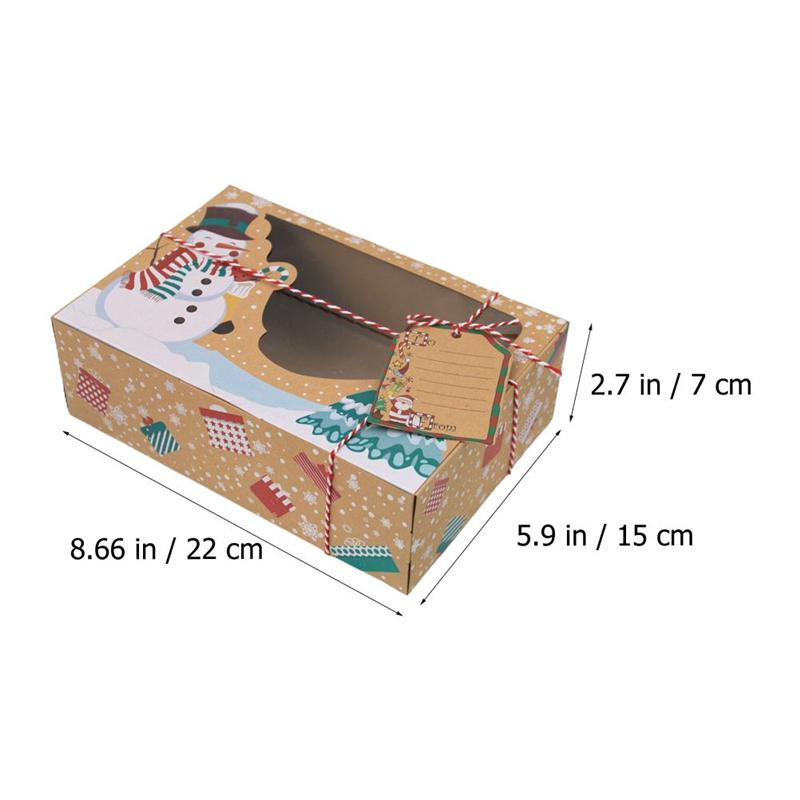 Christmas Packing Boxes Gingerbread Boxes Kraft Paper Candy Storage Boxes PVC Window Biscuit Boxes for Party Mall Store Xmas