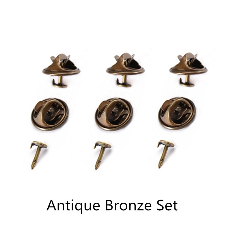 50 conjuntos oro plata Color Base mariposa broche Base soporte cobre Metal broche pines insignia soporte para hacer joyería Diy conclusiones: Antique Bronze Set