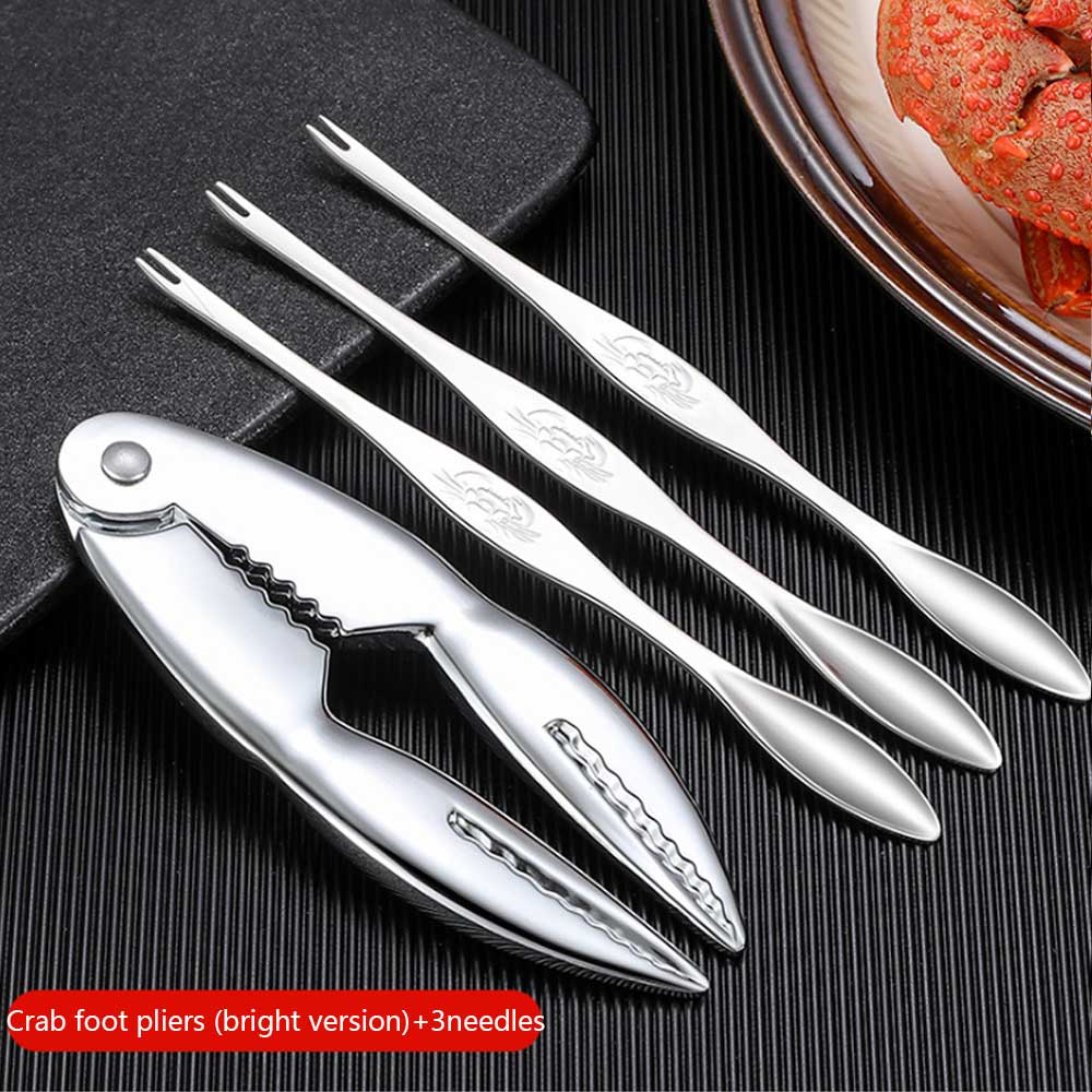 Juego de pinzas de acero inoxidable para comer cangrejo, pinzas de acero inoxidable para pelar camarones, langosta, utensilios para mariscos, galletas, cucharas, accesorios de cocina, 6 piezas: 4 PCS C