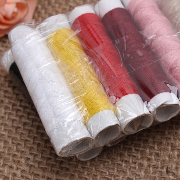 12 Colors Polyester Crafts Spool Sewing Weaving Thread Notions Tools Home Arts Hand Machine