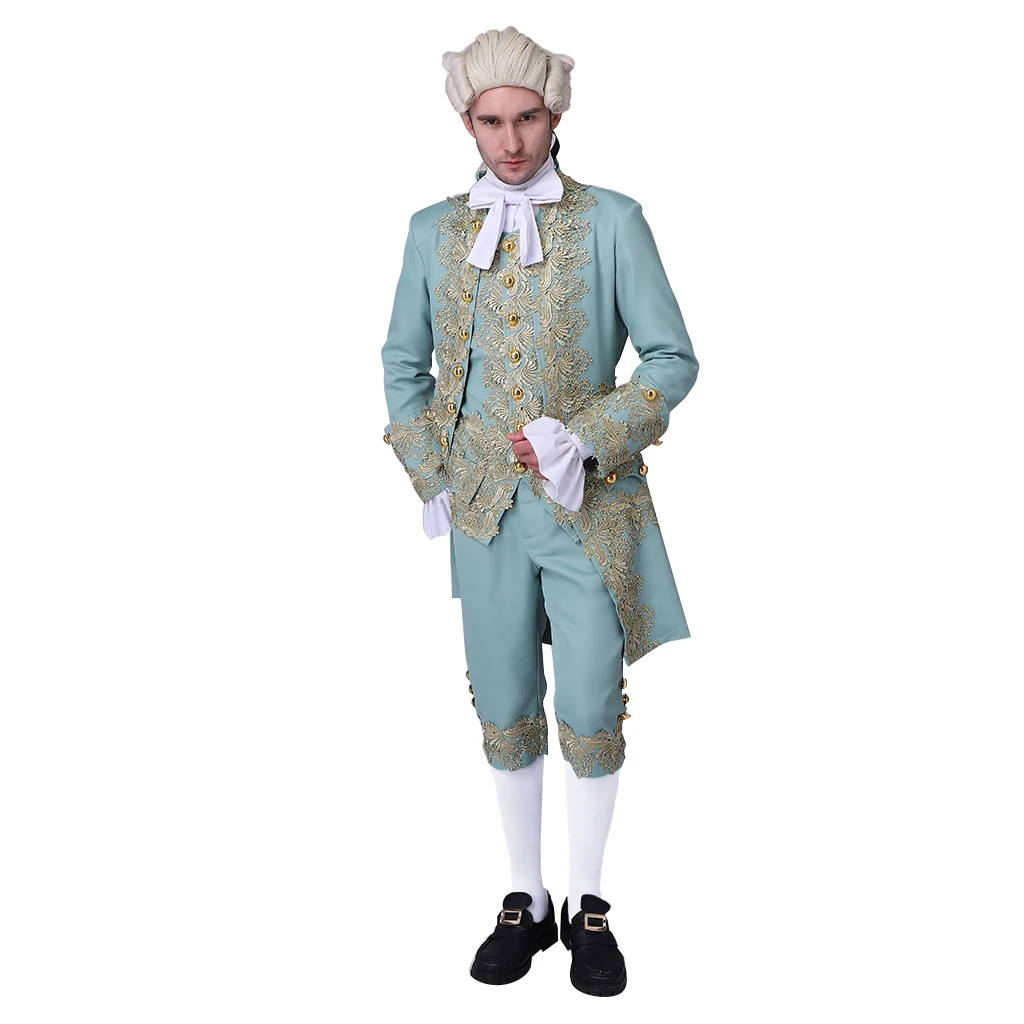 Viktorianisches Kostüm für Herren aus dem 18. Jahrhundert, Regency-Frack, Jacke, Marie-Antoinette-Kostüm, Anzug, Halloween, Partykleidung, Kostüm-Outfit: M / green