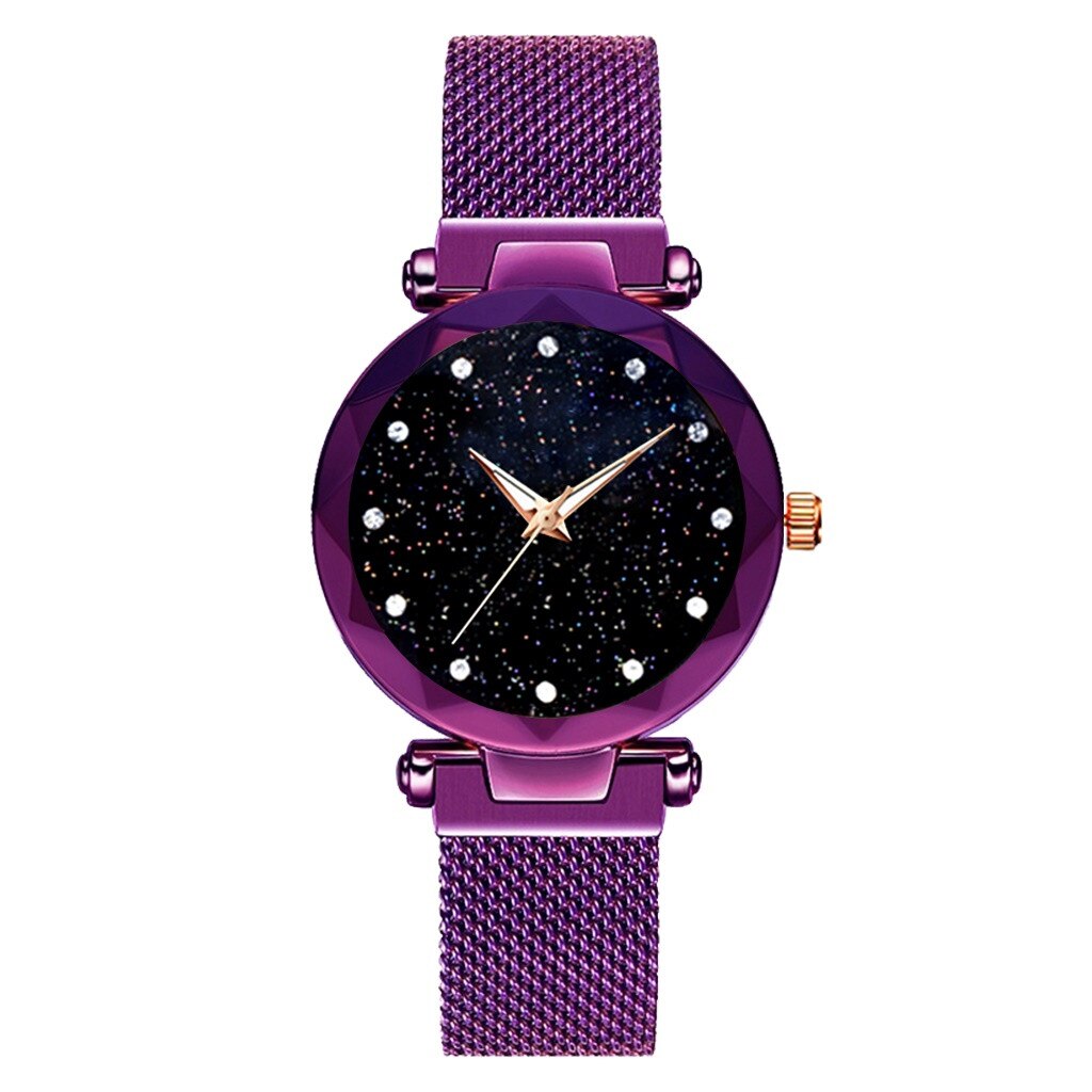 Dames Horloge Sta-Rry Sky Horloge Magnetische Band Vrouwen Quartz Horloge Diamant Horloges Dames Horloge Luxe Vrouwen Horloges # C: Paars