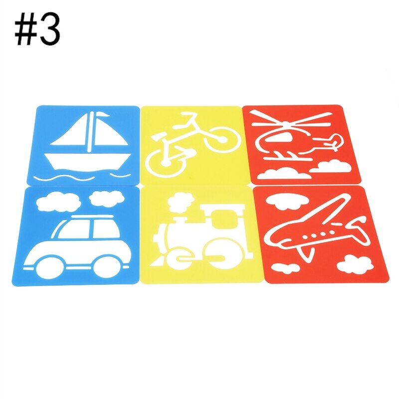 6Pcs Kinderen Multi Vormige Plastic Heersers Schilderij Tekening Sjabloon Stencil Kids Kinderen Leren Art Tool Kleurrijke Tekening Speelgoed: type2-Ship