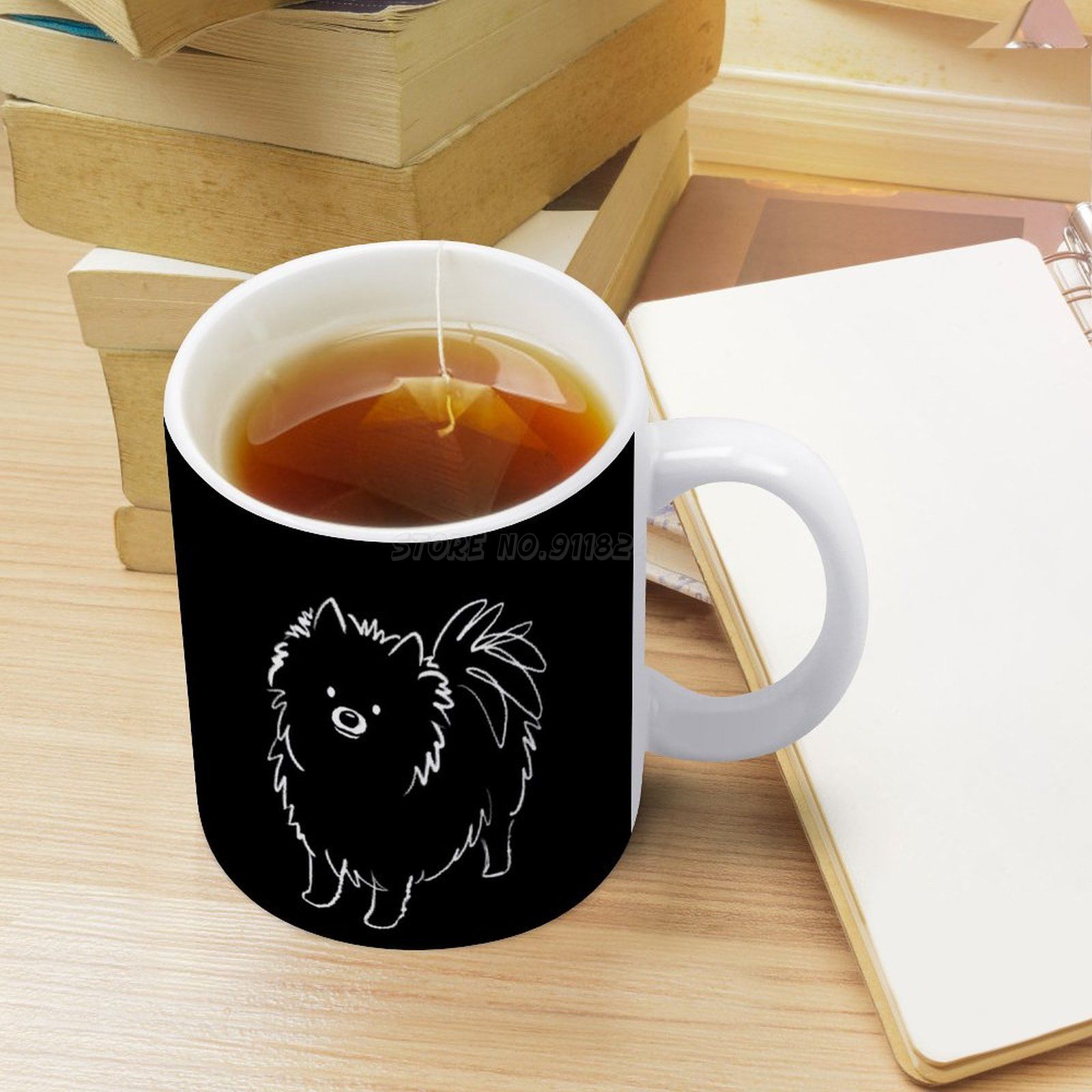 Zwart Pommeren Witte Mok Goede Print Mok 11 Oz Koffie Cup Pomeranian Pom Zwart Pommeren Pomeranians Poms Leuke een