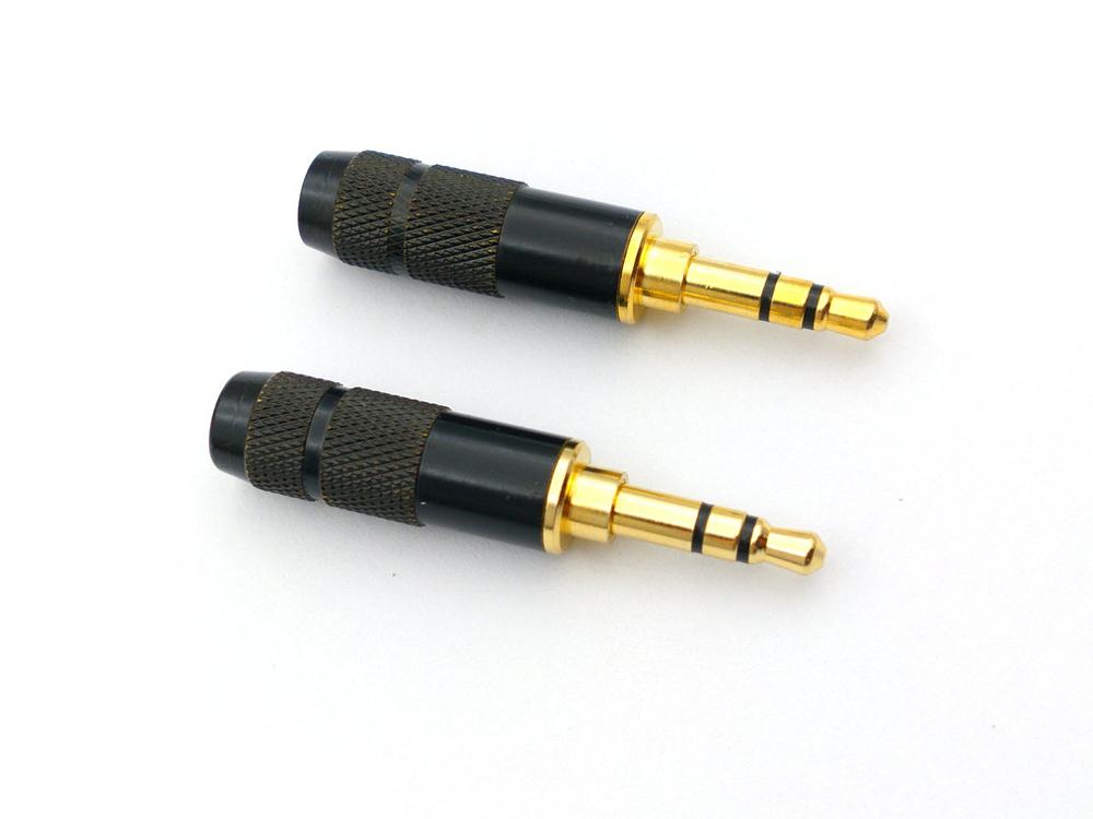 2PCS Stereo 3.5mm 3 Pole Repair Headphone Jack Plug Cable CONNECTOR: black