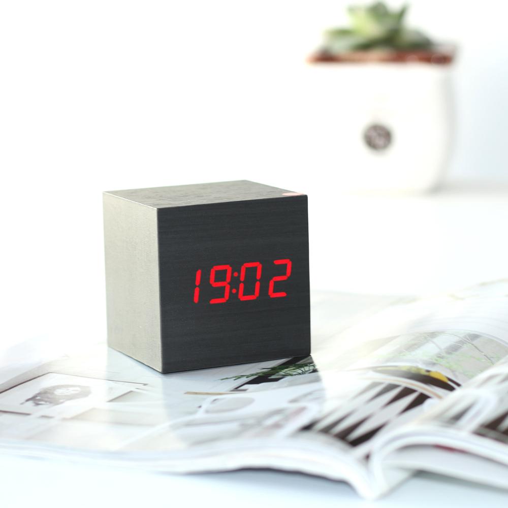 Wooden LED Electric Digital Alarm Clock Multifunctional Clock