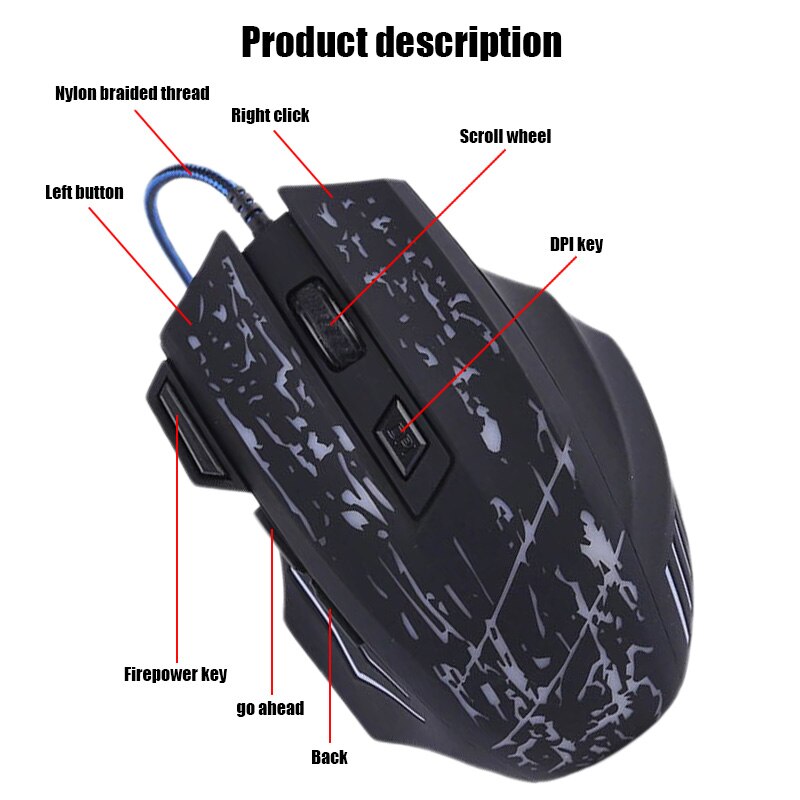 Backlight Wired Gaming Mouse 1200 DPI RGB Light Computer Mouse Gamer Mice Ergonomic USB Gaming Mause For PC Laptop