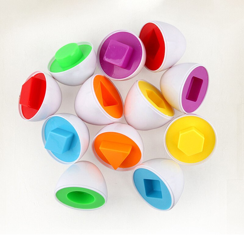 6 unids/set de huevos retorcidos de juguete de colores al azar huevos de juguete inteligentes para bebé forma de Color Cognitve bebé educación temprana huevo juguetes