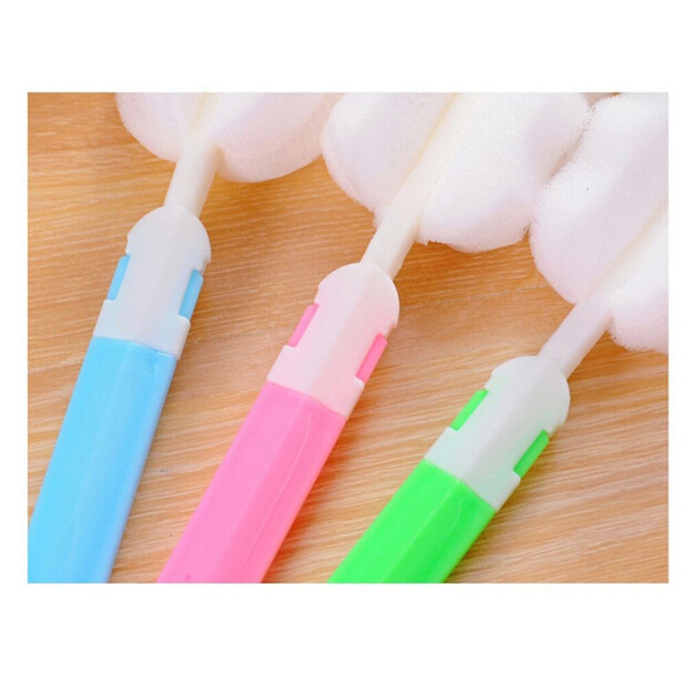 360 Degree Sponge Cleaner With Brush Newborn Baby Bottle Sponge Long Handle