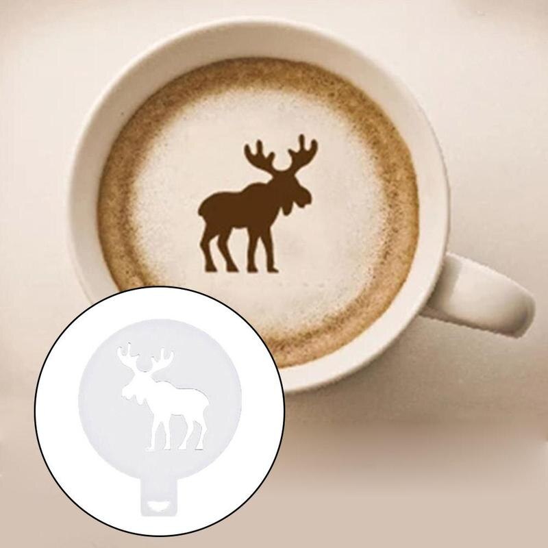 8 stk /2 poser tegneserie mønster cappuccino kaffe skum spray kaffe skabelon dekoration diy trykning forsyninger stencils barista m  w5 t 5