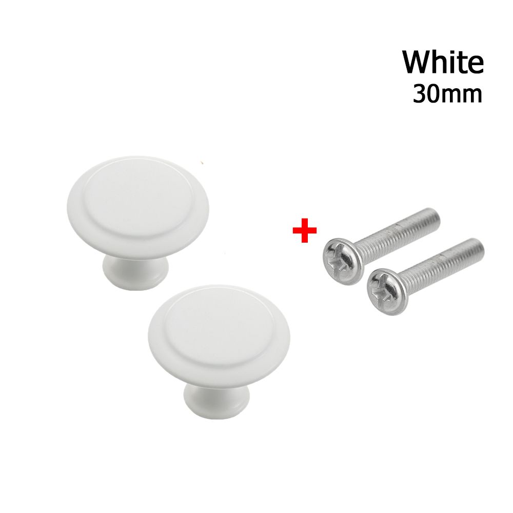 2Pcs/lot Closet Drawer Knobs Cabinet Handles Wardrobe Pulls Handle With Screw Wardrobe Furniture Hardware Kitchen Door Handle: 30mm-white