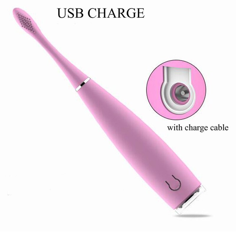 Cepillo de dientes eléctrico sónico de silicona, cepillo de dientes eléctrico de cerdas suaves, impermeable, Limpieza Profunda, cabezal de cepillo de grado alimenticio,