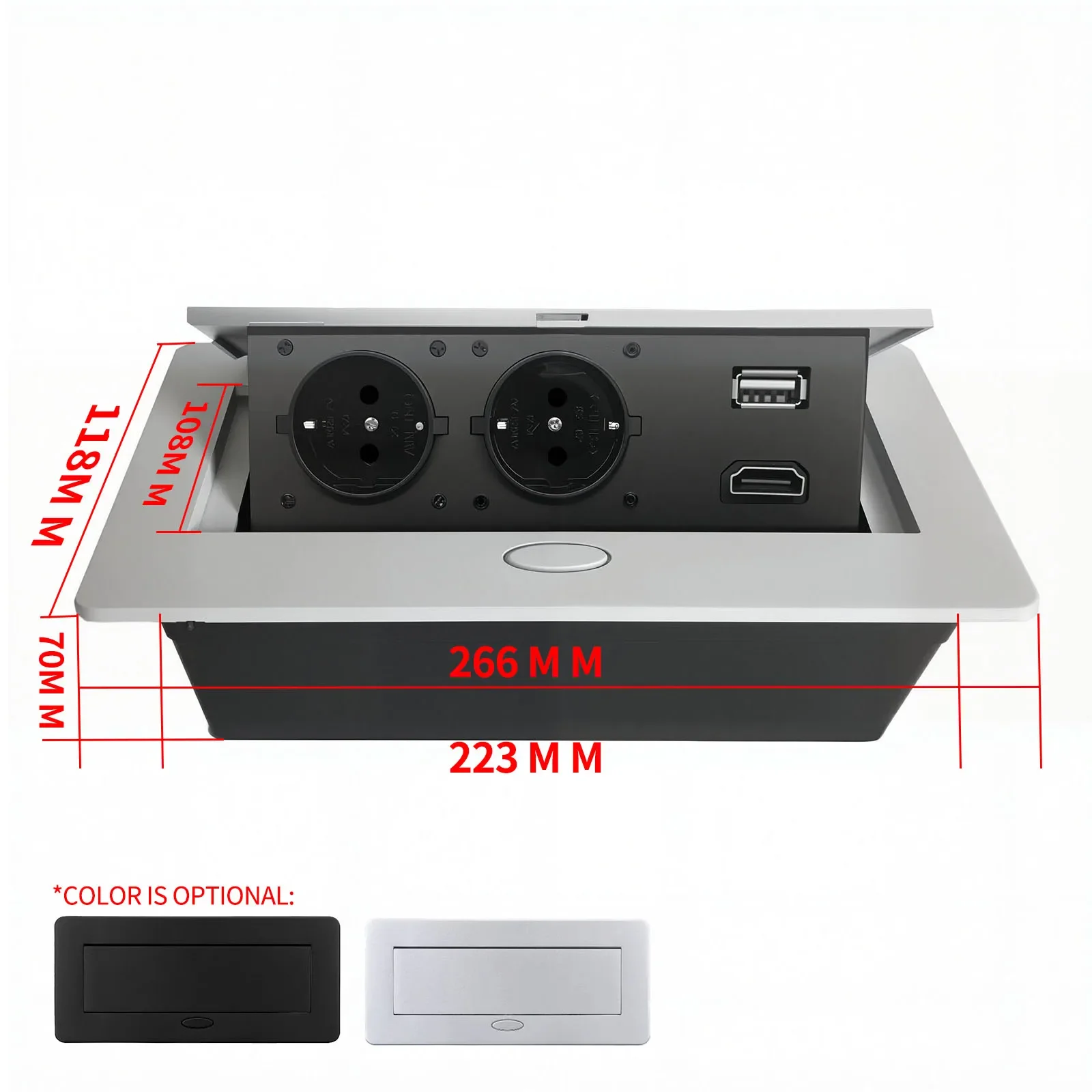 Tomada de Mesa Retrátil - USB-A/USB-C - Carregamento Rápido Tipo C - Estação de Carregamento Multifuncional: Preto / Tipo 12