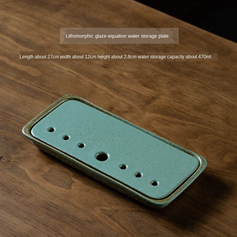 Ceramic Tea Tray Japanese-Style Small Household Rectangular Double-Layer Water Storage Dry Pour Tea Tray Kungfu Tea Tray: tea tray3