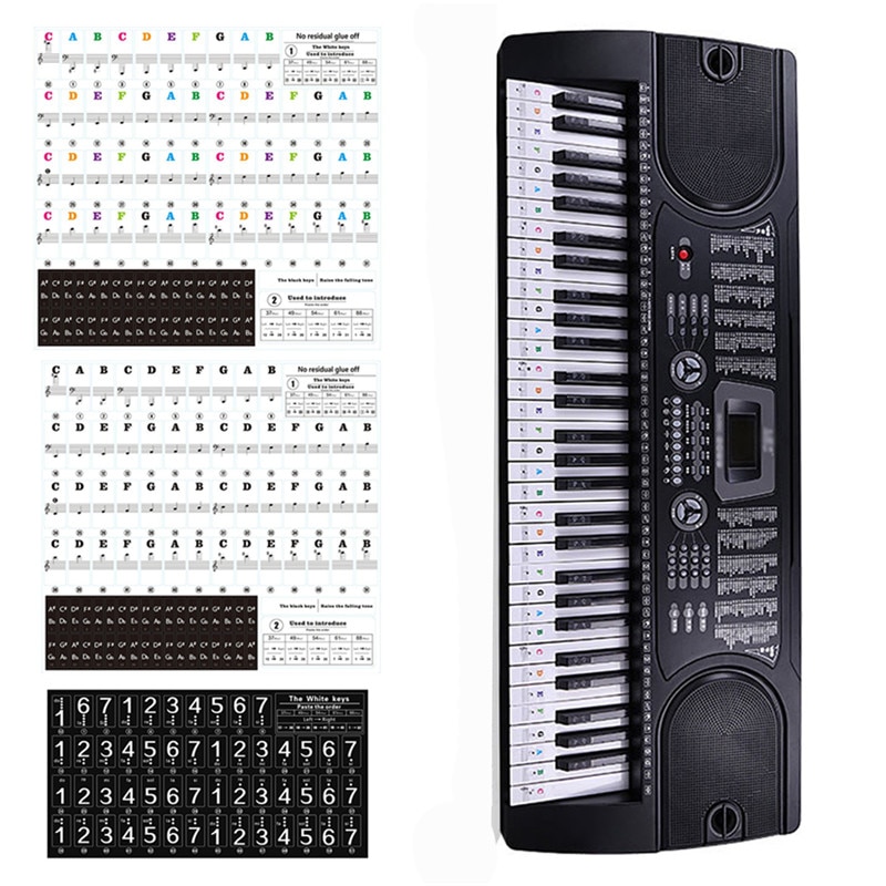 Piano Sticker Colorful Piano Keyboard Sticker Electronic Keyboard 37/49/54/61/88 Key Piano Sticker For Beginners Piano Practice