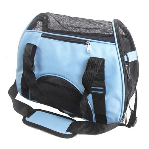 Folding Pet Carry Bag Nylon Breathable Mesh Cat Carriers Outside Portable Dog Travel Bag Outdoor Small Pet Carrying Handbag: Blue / M