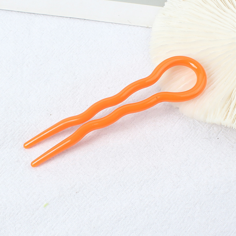 Retro moño para el cabello en forma de U palillos para el cabello Clip pasadores horquillas mujer niñas cola de caballo cabeza de albóndiga accesorios para el cabello dulces: Blanco
