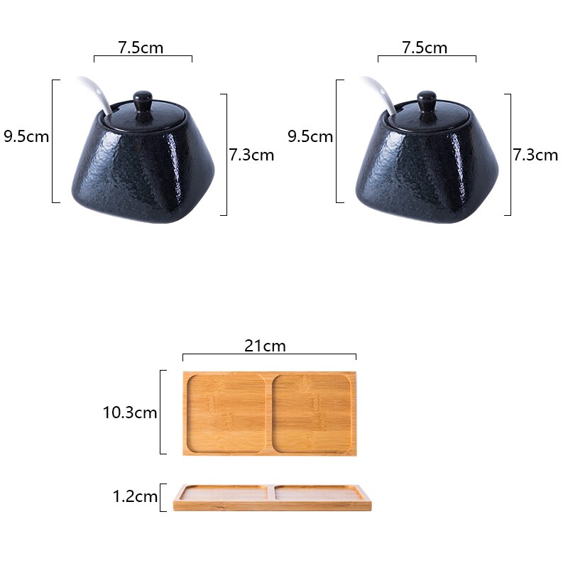 Spice Jar Ceramic Spice Box Household Kitchen Spice Jar Set Chili Jar Combination Salt Monosodium Glutamate Condiment Bottle: E two-piece suit
