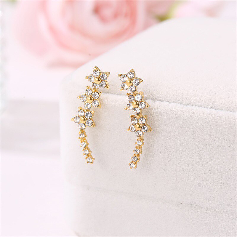 Koreaanse Rhinestone Oorbellen Sieraden Kroon Geometrische Ronde Stud Oorbellen Voor Vrouwen Charm Bloem Ster Maan Oorbel Sieraden: 12