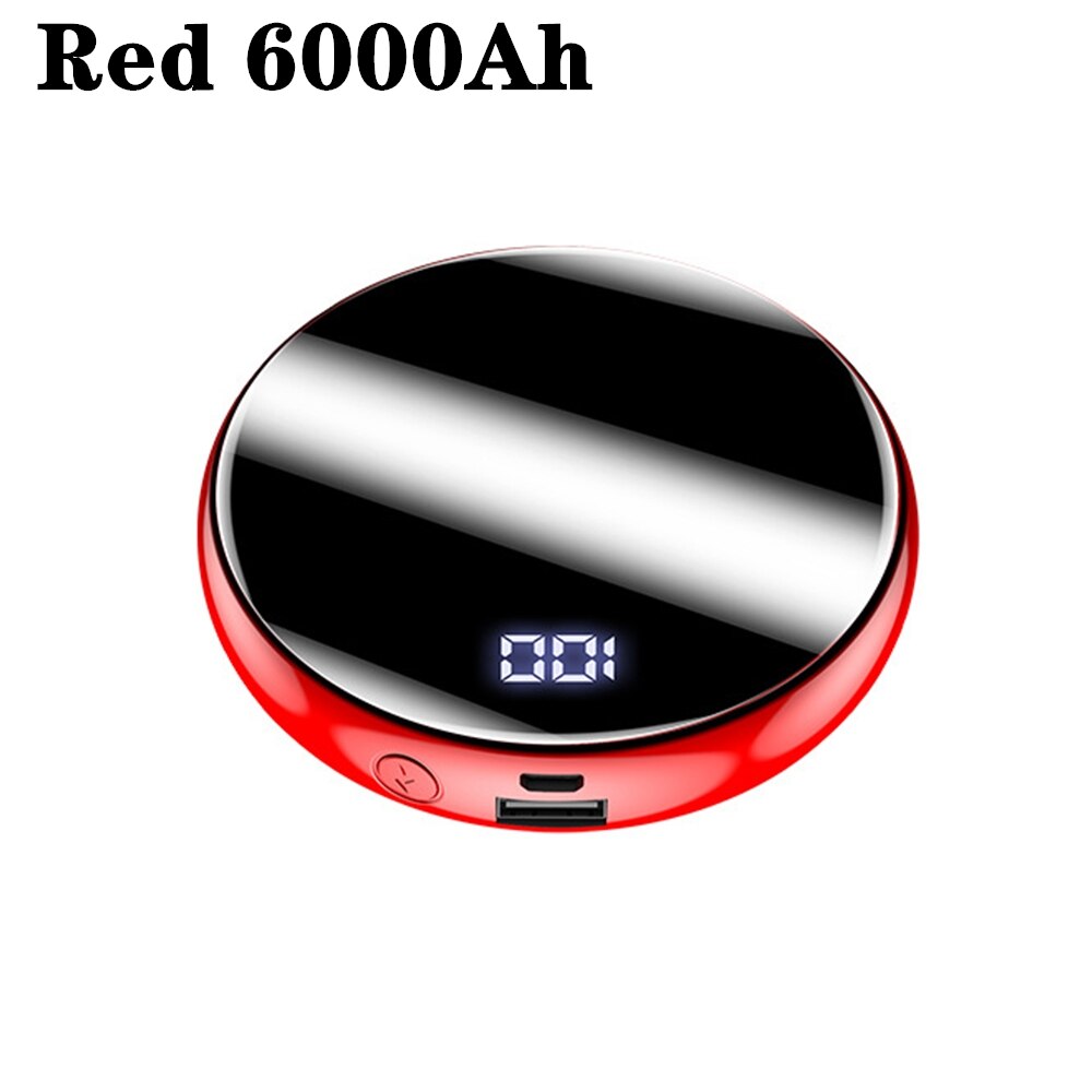 FLOVEME mini batterie externe 20000mAh LED affichage batterie externe 10000mAh PowerBank pour Xiaomi chargeur Portable 6000mAh: 6000mAh Red